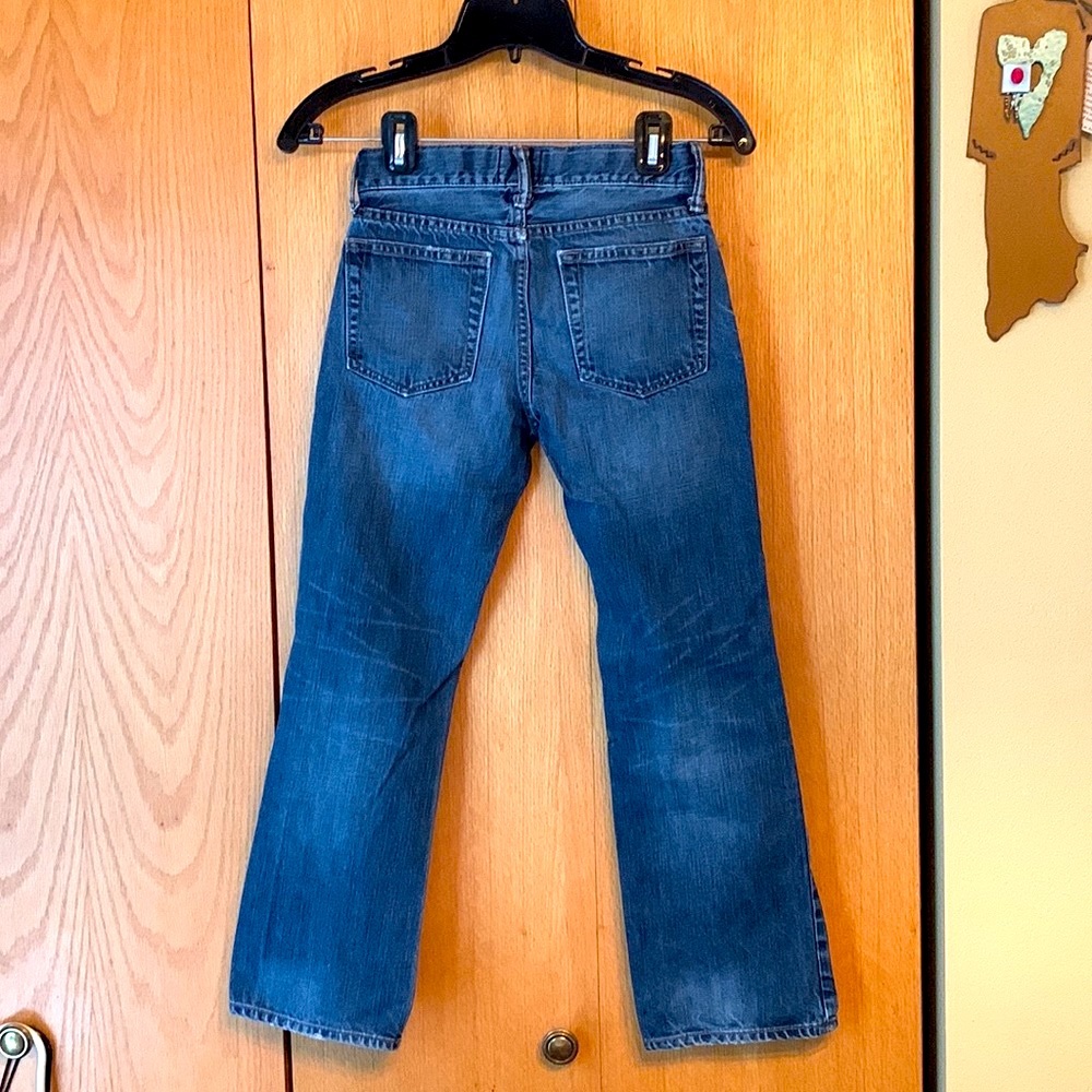 Gap Kids boot fit size 10 adjustable waist distressed denim blue jeans EUC